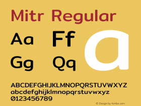 Mitr Regular Version 1.003 Font Sample