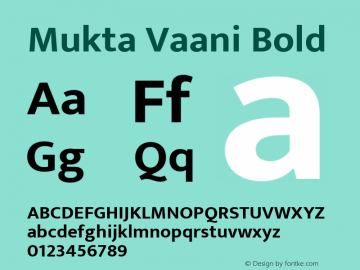 Mukta Vaani Bold Version 2.538;PS 1.000;hotconv 16.6.51;makeotf.lib2.5.65220; ttfautohint (v1.6) Font Sample