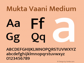 Mukta Vaani Medium Version 2.538;PS 1.000;hotconv 16.6.51;makeotf.lib2.5.65220; ttfautohint (v1.6)图片样张