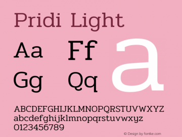 Pridi Light Version 1.003 Font Sample