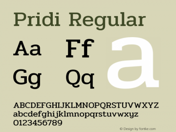 Pridi Regular Version 1.001 Font Sample