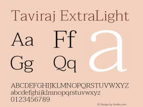 Taviraj ExtraLight Version 1.001 Font Sample