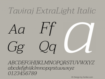 Taviraj ExtraLight Italic Version 1.001图片样张