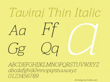 Taviraj Thin Italic Version 1.001 Font Sample