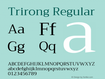 Trirong Regular Version 1.001 Font Sample