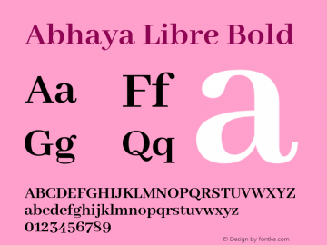 Abhaya Libre Bold Version 1.050 ; ttfautohint (v1.6) Font Sample