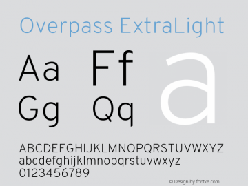 Overpass ExtraLight Version 3.000;DELV;Overpass; ttfautohint (v1.5)图片样张