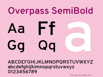 Overpass SemiBold Version 3.000;DELV;Overpass; ttfautohint (v1.5) Font Sample