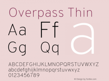 Overpass Thin Version 3.000;DELV;Overpass; ttfautohint (v1.5) Font Sample