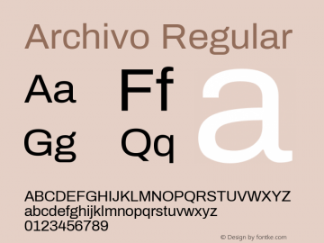 Archivo Regular Version 1.004; ttfautohint (v1.8) Font Sample