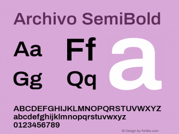Archivo SemiBold Version 1.004; ttfautohint (v1.8) Font Sample