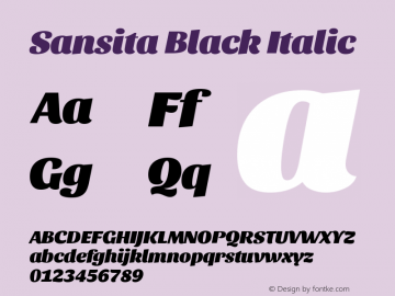 Sansita Black Italic Version 1.006; ttfautohint (v1.5) Font Sample
