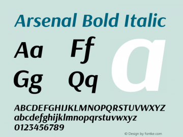 Arsenal Bold Italic Version 1.001 Font Sample