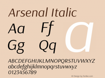 Arsenal Italic Version 1.001 Font Sample