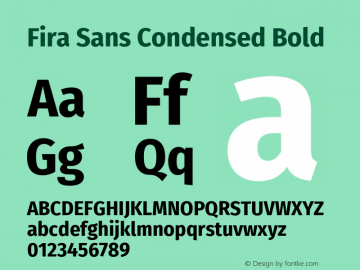 Fira Sans Condensed Bold Version 4.203 Font Sample