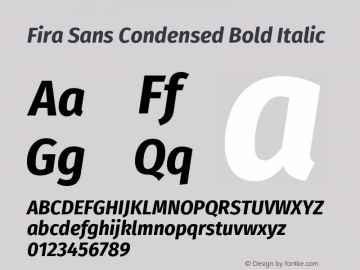 Fira Sans Condensed Bold Italic Version 4.203图片样张
