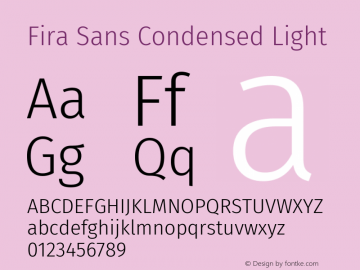 Fira Sans Condensed Light Version 4.203 Font Sample