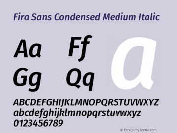 Fira Sans Condensed Medium Italic Version 4.203图片样张