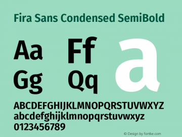 Fira Sans Condensed SemiBold Version 4.203 Font Sample