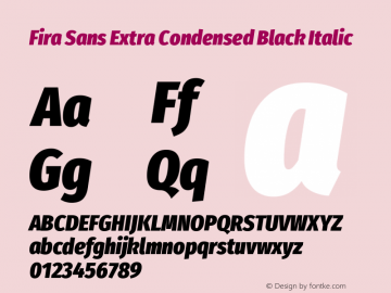 Fira Sans Extra Condensed Black Italic Version 4.203图片样张