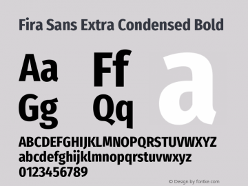 Fira Sans Extra Condensed Bold Version 4.203 Font Sample