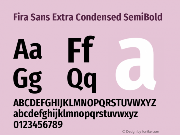 Fira Sans Extra Condensed SemiBold Version 4.203 Font Sample