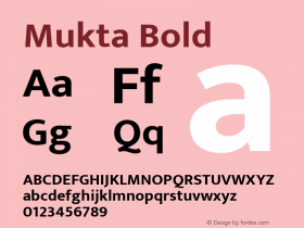 Mukta Bold Version 2.538;PS 1.002;hotconv 16.6.51;makeotf.lib2.5.65220; ttfautohint (v1.6) Font Sample