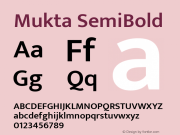 Mukta SemiBold Version 2.538;PS 1.002;hotconv 16.6.51;makeotf.lib2.5.65220; ttfautohint (v1.6)图片样张