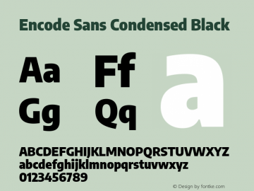 Encode Sans Condensed Black Version 2.000 Font Sample