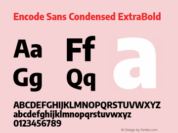 Encode Sans Condensed ExtraBold Version 2.000 Font Sample