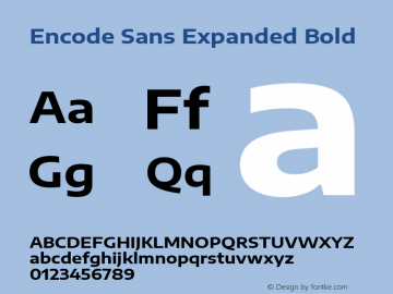 Encode Sans Expanded Bold Version 2.000 Font Sample