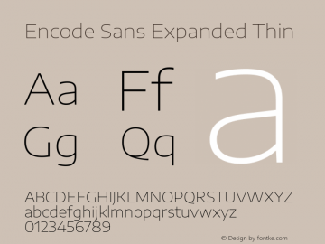 Encode Sans Expanded Thin Version 2.000 Font Sample