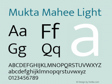 Mukta Mahee Light Version 2.538;PS 1.000;hotconv 16.6.51;makeotf.lib2.5.65220; ttfautohint (v1.6)图片样张