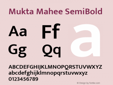 Mukta Mahee SemiBold Version 2.538;PS 1.000;hotconv 16.6.51;makeotf.lib2.5.65220; ttfautohint (v1.6) Font Sample