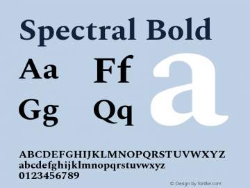 Spectral Bold Version 2.001 Font Sample