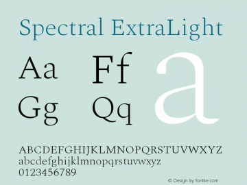 Spectral ExtraLight Version 2.001 Font Sample
