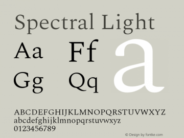 Spectral Light Version 2.001 Font Sample