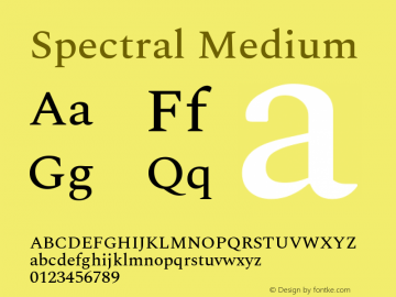 Spectral Medium Version 2.001 Font Sample