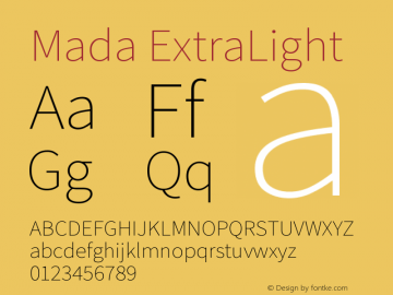 Mada ExtraLight Version 1.004 Font Sample