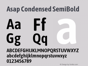 Asap Condensed SemiBold Version 1.010; ttfautohint (v1.8) Font Sample
