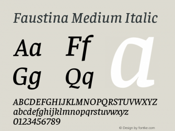 Faustina Medium Italic Version 1.006; ttfautohint (v1.5) Font Sample