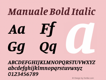 Manuale Bold Italic Version 0.075 Font Sample