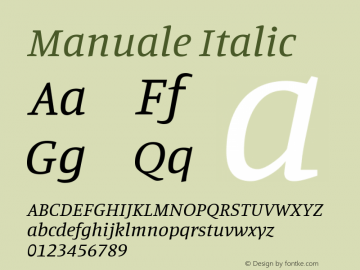 Manuale Italic Version 0.075 Font Sample