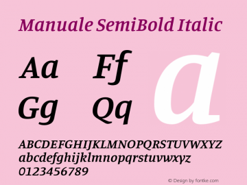 Manuale SemiBold Italic Version 0.075 Font Sample