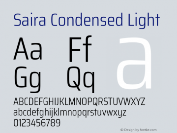Saira Condensed Light Version 0.072图片样张