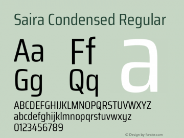 Saira Condensed Regular Version 0.072图片样张