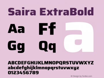 Saira ExtraBold Version 0.072 Font Sample