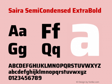Saira SemiCondensed ExtraBold Version 0.072 Font Sample