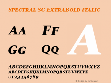 Spectral SC ExtraBold Italic Version 2.001 Font Sample