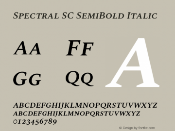 Spectral SC SemiBold Italic Version 2.001 Font Sample